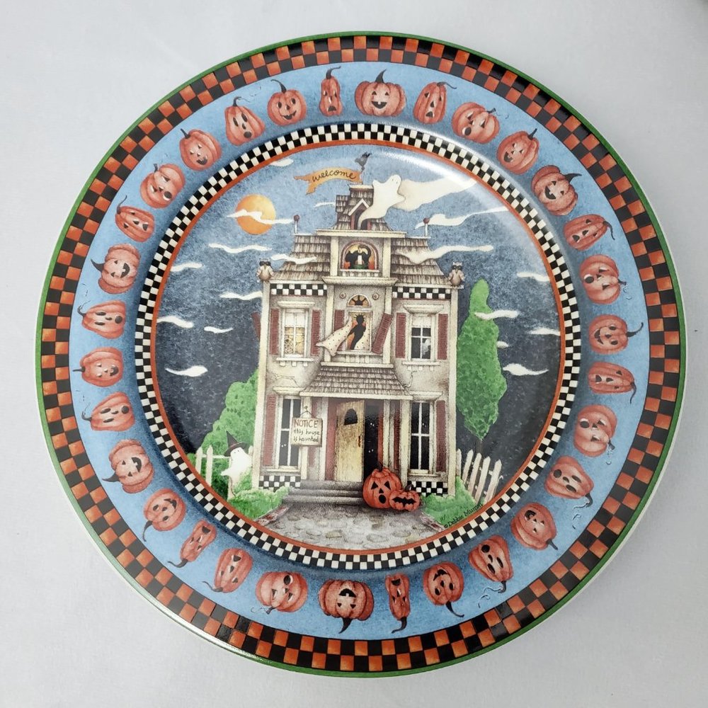 Vintage Sakura Debbie Mumm Haunted House Dessert/Salad Plates Set of 4 2000 - Picture 6 of 8